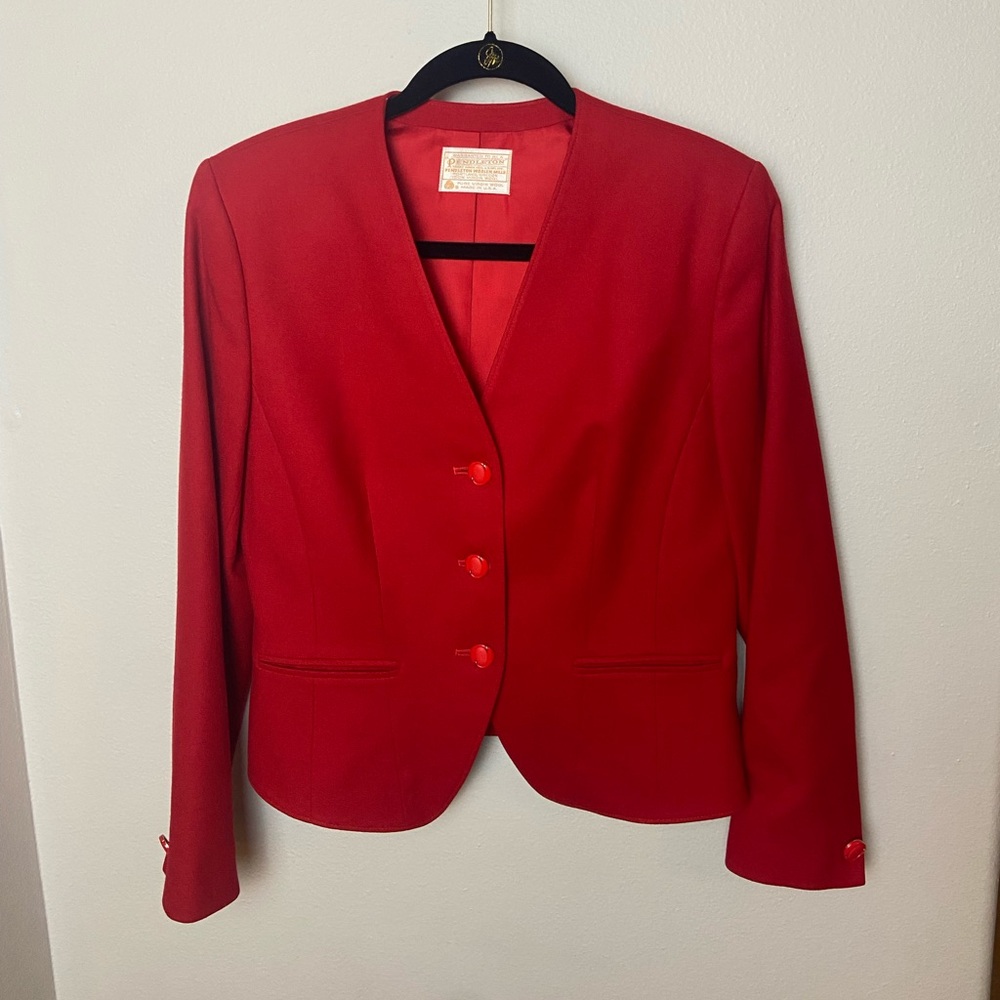 Pendleton Vibrant Red Women's Virgin Wool Blazer